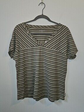 Woolrich Y2K Striped Brown T-Shirt Large